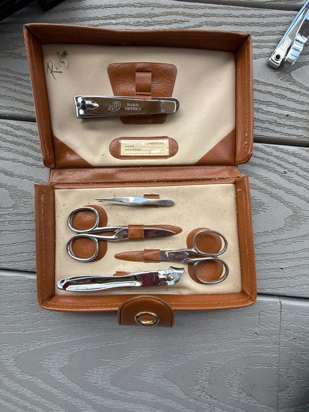 Vintage Revlon Manicure Grooming Set in Brown Leather Case